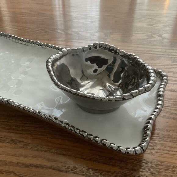 Pampa Bay Porcelain Salerno Rectangular Serving Tray And Matching Bowl (2pc) - Picture 2 of 4